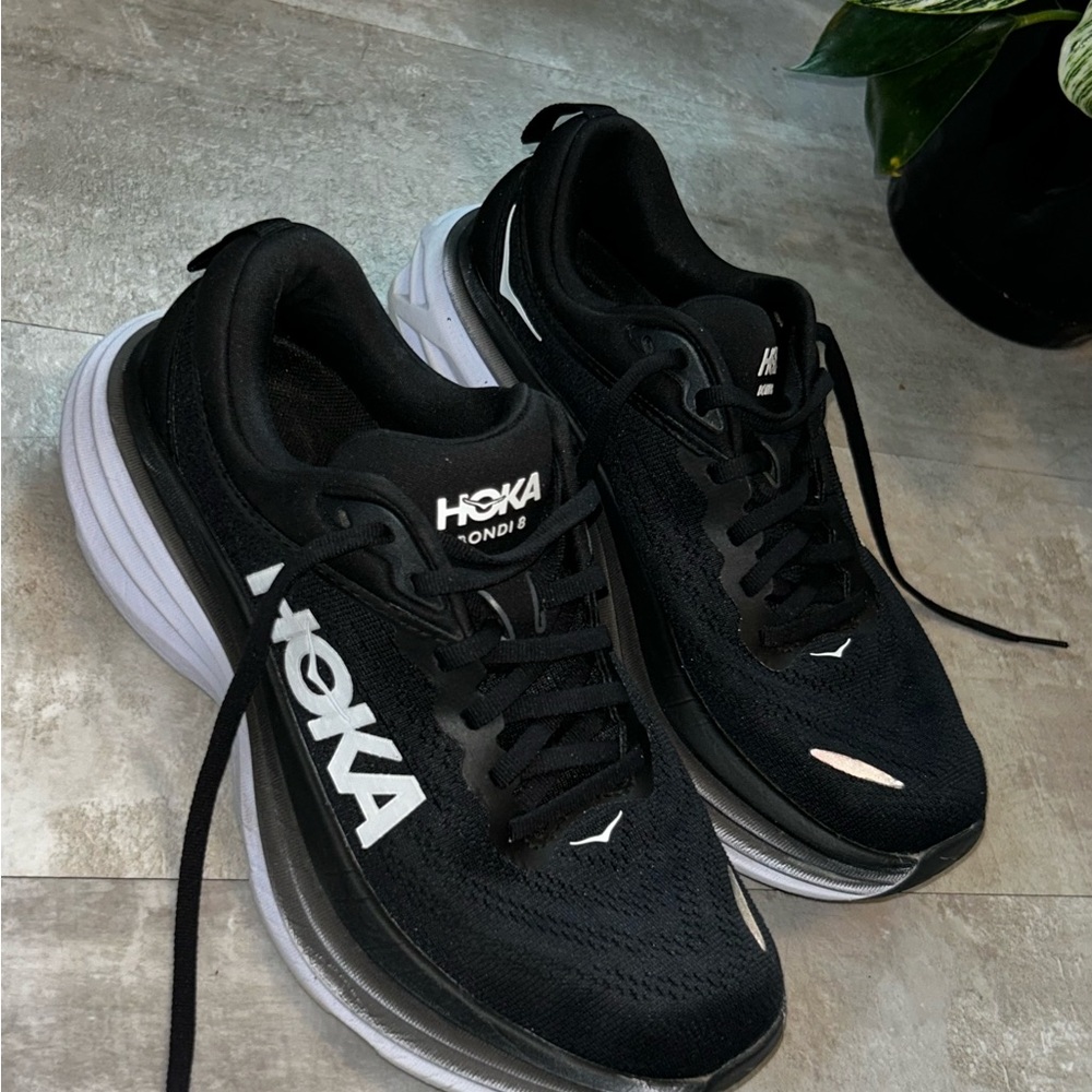 Hoka Men's Black and White Athletic Shoes